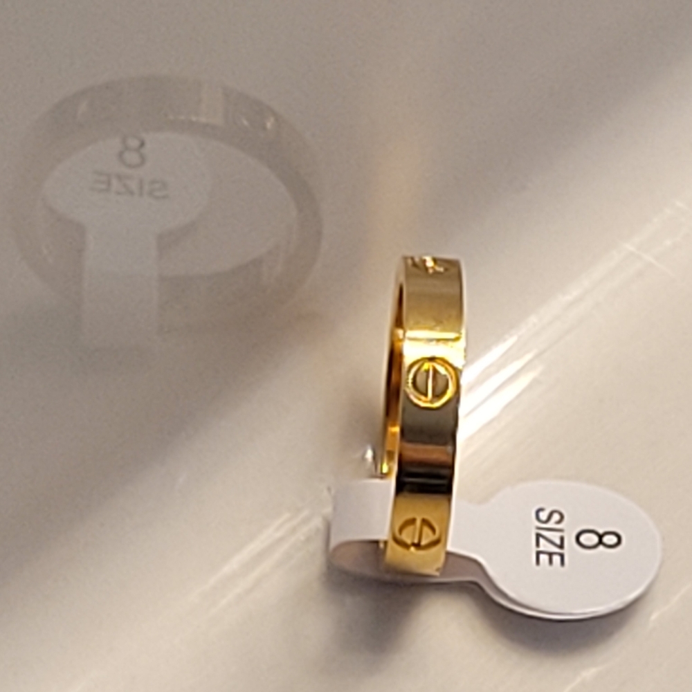 Love Ring w/ Screw Design Gold-tone Unisex Style Size 8 - Picture 6 of 12